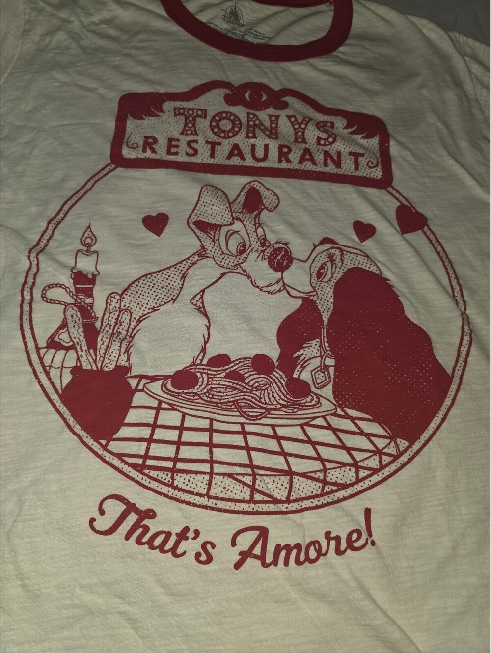 Disney Tony's Pizza lady and the tramp - Tshirt White - Size XL